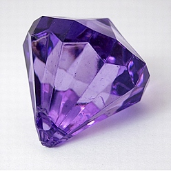 Purple Transparent Acrylic Pendants,  Faceted, Cone, Purple, Size: about 28mm wide, 31mm long, hole: 3mm, about 52pcs/500g