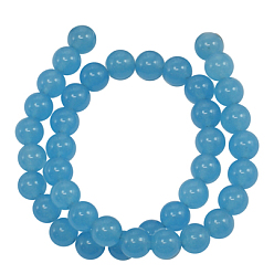 Sky Blue Gemstone Beads Strands, Natural White Jade, Dyed, Round, Sky Blue, 10mm, Hole: 1mm, about 41pcs/strand, 15.5 inch