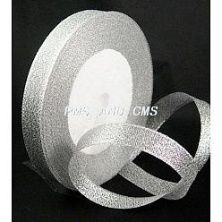 Silver Organza Ribbon, Glitter Metallic Ribbon, Sparkle Ribbon, Silver, 1-1/8 inch(30mm), 25yards/roll(22.86m/roll), 5 rolls/group, 125 yards/group(114.3m/group)