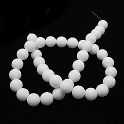 White Opaque Glass Beads Strands, Imitation White Agate, Faceted Round, White, 10mm in diameter, Hole: 1mm