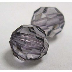 Gris Perles acryliques transparentes, ronde à facettes, grises , 5mm, environ7000 pcs / 500 g, trou: environ 1 mm