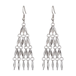 Нержавеющая Сталь Цвет Не тускнеет 304 серьги-цепочки из нержавеющей стали, серьги-люстры с кисточками для женщин, цвет нержавеющей стали, 68x21 мм
