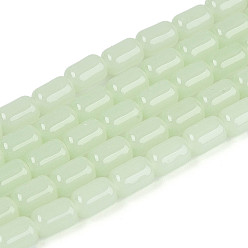 Бледно-Зеленый Стеклянные бусины, имитация нефрита , баррель, бледно-зеленый, 6~6.5x4~5 мм, отверстие : 0.7~0.8 мм, около 64~65 шт / нитка, 15.75~15.94'' (40~40.5 см)
