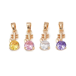 (52) Непрозрачная лаванда Латунные микро проложить кубического циркония подвески, амулеты пипа, долговечный, без свинца и без кадмия, разноцветные, 16.5x7.5x4.5 мм, отверстие : 5x3 мм
