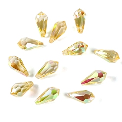 Золотистый 72шт. прозрачные электропластинчатые стеклянные подвески, ab colocr покрытый, граненые, слеза, золотые, 13x6.5 мм
