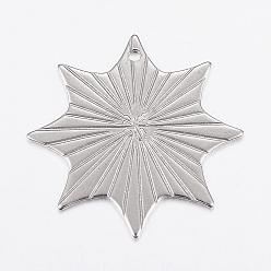 Edelstahl Farbe Anlaufgeschützt 304 Anhänger aus Edelstahl, Stern, Edelstahl Farbe, 26.5x26.5x0.8 mm, Bohrung: 1.2 mm