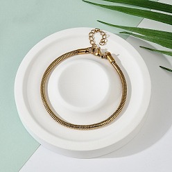 Золотой Ионное покрытие (ip) 304 круглые браслеты в виде змеиной цепочки из нержавеющей стали, с карабин-лобстерами , золотые, 7-3/4 дюйм (19.7 см)