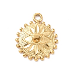Golden 304 Stainless Steel Pendant Rhinestone Settings, Flat Round with Eye, Golden, Fit for 3mm Rhinestone, 21.5x18x2.5mm, Hole: 2.5mm