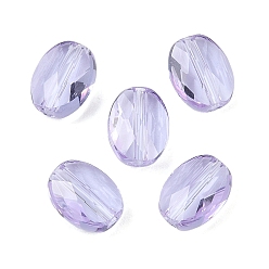 Лиловый Стекло имитация австрийских хрустальных бусин, овальные, граненые, сирень, 8x6.5x3.5 мм, отверстие : 1.2 мм