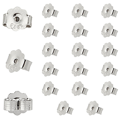 Platinum Anti-Tarnish 10 Pairs Rhodium Plated 925 Sterling Silver Ear Nuts, with 925 Stamp, Platinum, 5x6x3mm, Hole: 0.8mm