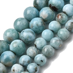 Larimar Natural Larimar Beads Strands, Round, 8~9mm, Hole: 0.8mm, about 48~50pcs/strand, 15.16~15.59''(38.5~39.6cm)