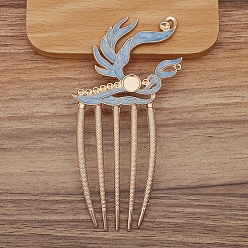 Светлый Стально-синий Выводы из гребня для волос из сплава эмали, кабошон настройки, светло-стальной синий, 110x56 мм