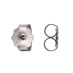 Real Platinum Plated Rhodium Plated 925 Sterling Silver Friction Ear Nuts, with 925 Stamp, Real Platinum Plated, 5x6x3mm, Hole: 0.8mm, about 110pcs/10g