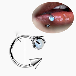 Светло-голубой Конусный коготь 304 обруч из нержавеющей стали с кубическим цирконием, цвет нержавеющей стали, светло-голубой, внутренний диаметр: 10 мм, штифты : 1.2 мм, Руководитель: 3 mm