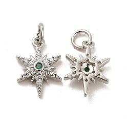 Платина Стойка металлическая латунная микропрофилированная кубическая циркония подвески, долговечный, без кадмия и без свинца, с целью перехода в кольце, звезда очарование, платина, 15x10.5x3 мм, отверстие : 3.5 мм