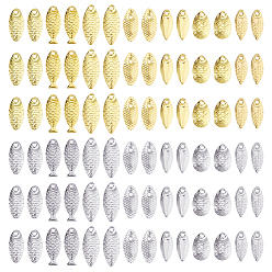 Mixed Shapes 420шт. 14 стилей, лопасти блесен-приманок для рыбалки из сплава, с 200шт. 304 пружинными защелками и кольцами из нержавеющей стали для рыбалки, разнообразные, 11~16x5.5~7x1.2~1.5 мм, отверстие : 1~1.2 мм, 30 шт / стиль