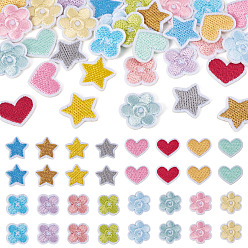 (52) Непрозрачная лаванда 2 комплекты вышивальных тканей для пришивания и утюжки заплаток, аксессуары для костюма, аппликация, цветок, разноцветные, 16.5~21.5x19.5~20.5x1.5 мм, 16 шт / комплект