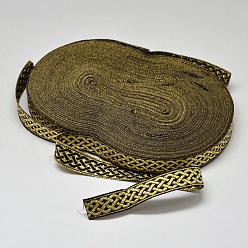Gold Polyester Ribbons, with Tie Pattern, Gold, 1/2 inch(14mm), 33yards/roll(30.1752m/roll)