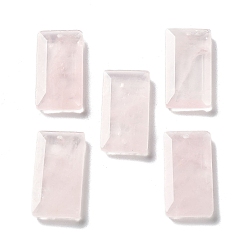 Розовый Кварц Природного розового кварца подвески, граненые прямоугольные подвески, 25x13x4~4.5 мм, отверстие : 1 мм