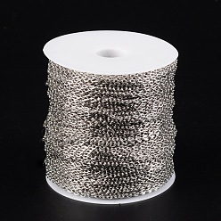 Platinum Iron Cable Chains, Unwelded, with Spool, Flat Oval, Cadmium Free & Lead Free, Platinum, 3x2x0.5mm, about 328.08 Feet(100m)/roll