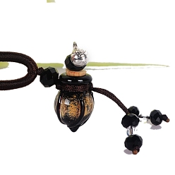 Черный Ожерелье с подвеской в виде флакона духов лэмпворк ручной работы, регулируемое колье из плетеного шнура, ожерелье-свитер для женщин, чёрные, 17.72~26.77 дюйм (45~68 см)