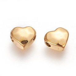 Golden Ion Plating(IP) 304 Stainless Steel Beads, Heart, Manual Polishing, Golden, 7.5x8.5x4mm, Hole: 1.5~1.6mm