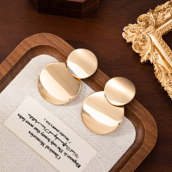 Круглые Железа болтаться серьги, золотые, круглые, 43x28.2 мм