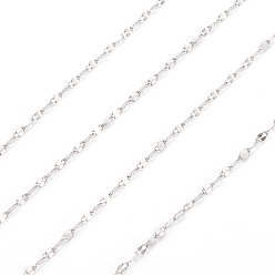 White Handmade 304 Stainless Steel Dapped Chains, Cable Chains, with Enamel and Spool, Soldered, Flat Oval, Long-Lasting Plated, White, 3x1.5x0.1~1mm, about 32.8 Feet(10m)/roll