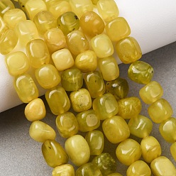 Olive Jade Натуральный корея оливковый нефрит самородки бусины нити, упавший камень, 6~13x6~9x6~8 мм, отверстие : 1.5 мм, около 45~47 шт / нитка, 15.16~15.35'' (38.5~39 см)