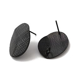 Electrophoresis Black 304 Результаты серьги из нержавеющей стали, с вертикальной петлей, текстурированный овал, ионное покрытие (ip), электрофорез черный, 20x16 мм, отверстие : 2.5 мм, штифты : 0.7 мм