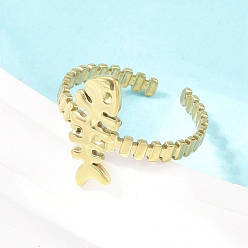 Золотой 304 открытые кольца-манжеты из нержавеющей стали для женщин, елочка, золотые, 18.5 мм, размер США 9 3/4 (19.5 мм)