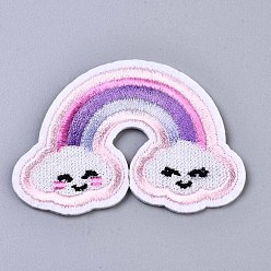 Pink Радужные аппликации, компьютеризированная вышивка тканью утюжок на / шить на заплатках, аксессуары для костюма, розовые, 46x63x1.5 мм