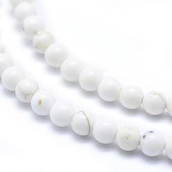 Magnesite Natural Magnesite Beads Strands, Round, 4~4.5mm, Hole: 0.5mm, about 98pcs/strand, about 15 inch