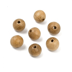 Темно-Золотистый Природных шарики древесины, неокрашенными, круглые, темные золотарник, 9.5~10 мм, отверстие : 2 мм