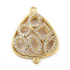 Настоящее золото 18K Стойка покрытие латунь микропаве прозрачный кубический цирконий треугольный соединитель подвески, долговечный, без кадмия и без свинца, реальный 18 k позолоченный, 23.5x18x3.5 мм, отверстие : 1 мм