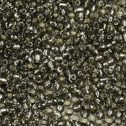 Light Grey 8/0 Glass Seed Beads, Silver Lined Round Hole, Round, Light Grey, 3mm, Hole: 1mm, about 10000 beads/pound