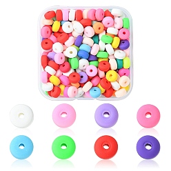 Разноцветный 2 нитки ручной работы бусины из полимерной глины нитки, для поделок ювелирных изделий, плоско-круглые, красочный, 6~7x3 мм, отверстие : 1.5 мм, около 113~116 шт / нитка, 15.55 дюйм ~ 16.14 дюйм (39.5~41 см)