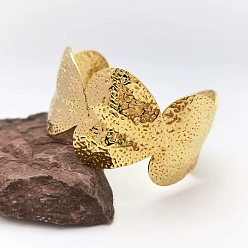 Золотой 304 женские браслеты-манжеты из нержавеющей стали, сердце, золотые, внутренний диаметр: 2.60x1.97 дюйм (6.6x5 см)