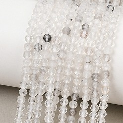 Herkimer Diamond Natural Herkimer Diamond Beads Strands, Faceted Round, 3.5mm, Hole: 0.6mm, about 129pcs/strand, 15.35''(39cm)