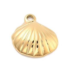 Настоящее золото 14K Ионное покрытие (ip) 304 подвески из нержавеющей стали, формы раковины, реальный 14 k позолоченный, 19.5x19x5 мм, отверстие : 2.5 мм