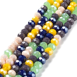 Couleur Mélangete Chapelets de perles en verre, facette, rondelle, couleur mixte, 8x6mm, Trou: 1mm, Environ 65~68 pcs/chapelet, 15.7~16.1 pouce (40~41 cm)