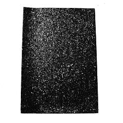 Black Glitter PU Leather Fabric, with Shiny Sequins, for Bowknots Earrings Shoes Purses Handbags DIY Making Fabric Sewing, Black, 30x21x0.06cm