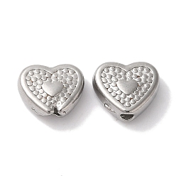 Нержавеющая Сталь Цвет Не тускнеет 304 бусины из нержавеющей стали, сердце, цвет нержавеющей стали, 8x9x3.5 мм, отверстие : 1.5 мм