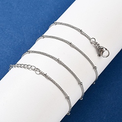 Платина 2мм латунные спутниковые цепочки-ожерелья для женщин, с 304 из нержавеющей стали омара застежками, стойки покрытие, без свинца и без кадмия, долговечный, платина, 17.56 дюйм (44.6 см)