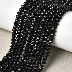 Турмалин Натуральный черный турмалин бисер нитей, фонарь, граненые, 4x3 мм, отверстие : 0.8 мм, около 138 шт / нитка, 15.28''~15.47'' (38.8~39.3 см)