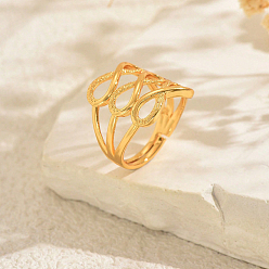 Настоящее золото 18K Регулируемые латунные открытые манжеты для женщин, реальный 18 k позолоченный, внутренний диаметр: 16мм~20мм