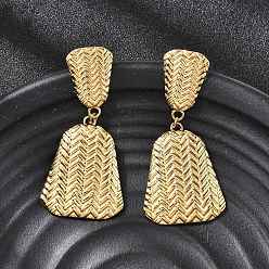 Настоящее золото 18K 304 трапециевидные серьги-гвоздики из нержавеющей стали, ионное покрытие (ip), реальный 18 k позолоченный, 55x25 мм