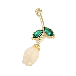 Желтая Старая Ткань  Сплав смолы цветок кулоны, подвески-розы со стеклянным листом, золотые, старое кружево, 32.5x14.5x7.5 мм, отверстие : 1.6 мм