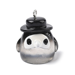 Ghost Подвески из прозрачной смолы на Хэллоуин, с платиновым железным обручем, призрак, 29.5x25x23 мм, отверстие : 2 мм