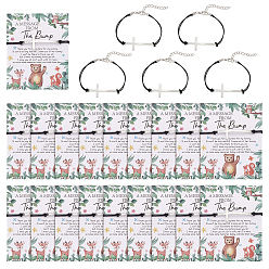 Медведь 24шт. браслеты из сплава с перекрестными связями, браслеты из полиэфирного шнура для женщин и мужчин, с 24шт. бумажных браслетов с напечатанным словом, медведь, 8-5/8 дюйм (21.9 см)